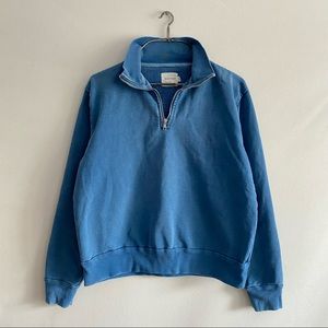 Rudy Jude Cornflower Blue Half Zip Sweatshirt Organic Terry Indigo Pullover